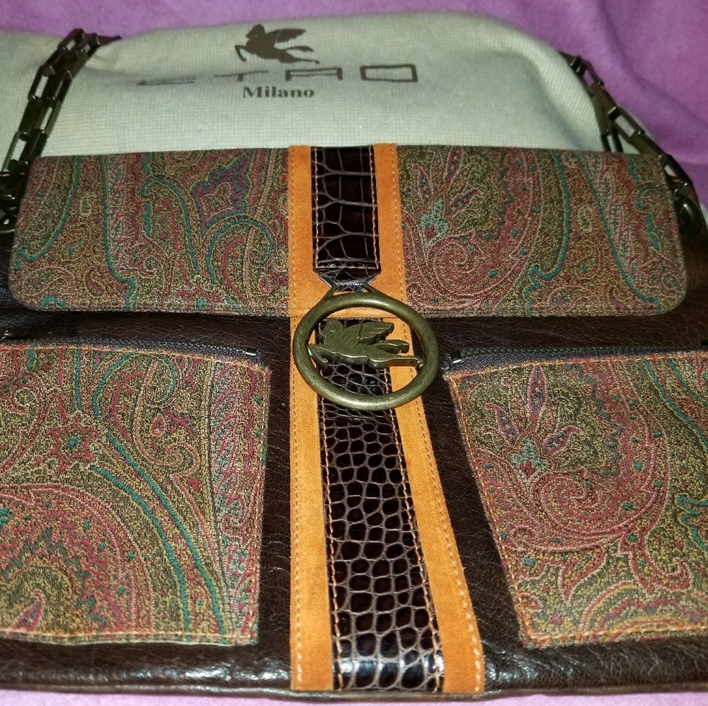 SALE Auth. Etro Signature Brown Trim Handbag